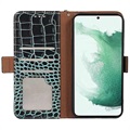 Crocodile Serie Samsung Galaxy A53 5G Lederhülle mit Geldbörse mit RFID - Grün