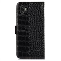 Crocodile Serie Samsung Galaxy Xcover6 Pro Lederhülle mit Geldbörse mit RFID - Schwarz