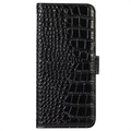 Crocodile Serie iPhone 14 Lederhülle mit Geldbörse mit RFID