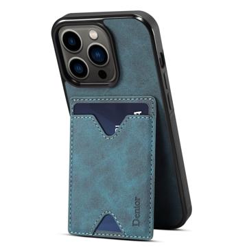Denior Kartenhalter Ständer iPhone 14 Pro TPU Hülle - Blau