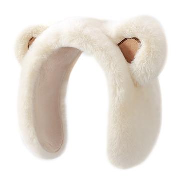 DEZ45 Niedlicher Plüsch Bär Ohr Winter Stirnband / Ohrenschützer - Beige