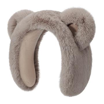 DEZ45 Niedliches Plüschbärenohr Winterstirnband / Ohrenschützer - Grau