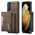 DG.Ming M2 Samsung Galaxy S21 FE 5G Hybrid Case mit Geldbörse - Kaffee