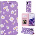 Daisy Pattern Samsung Galaxy S20+ Schutzhülle mit Geldbörse - Purpur