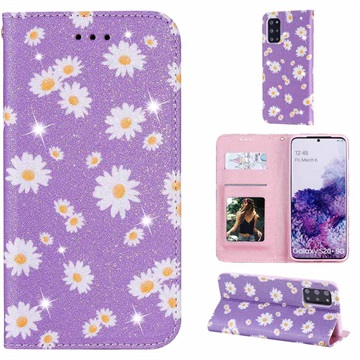 Daisy Pattern Samsung Galaxy S20+ Schutzhülle mit Geldbörse - Purpur