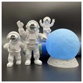 Dekorativ Astronauten-Figuren mit Mond Lampe - Silber / Blau