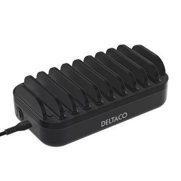 Deltaco 10 Port-Ladestation - 7x USB-A & 3x USB-C - 120W - Schwarz