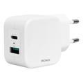 Deltaco Duales USB-Wandladegerät - 18W USB-A & 20W USB-C - Weiß