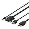 Deltaco VGA zu HDMI Adapterkabel mit Audio - 1m