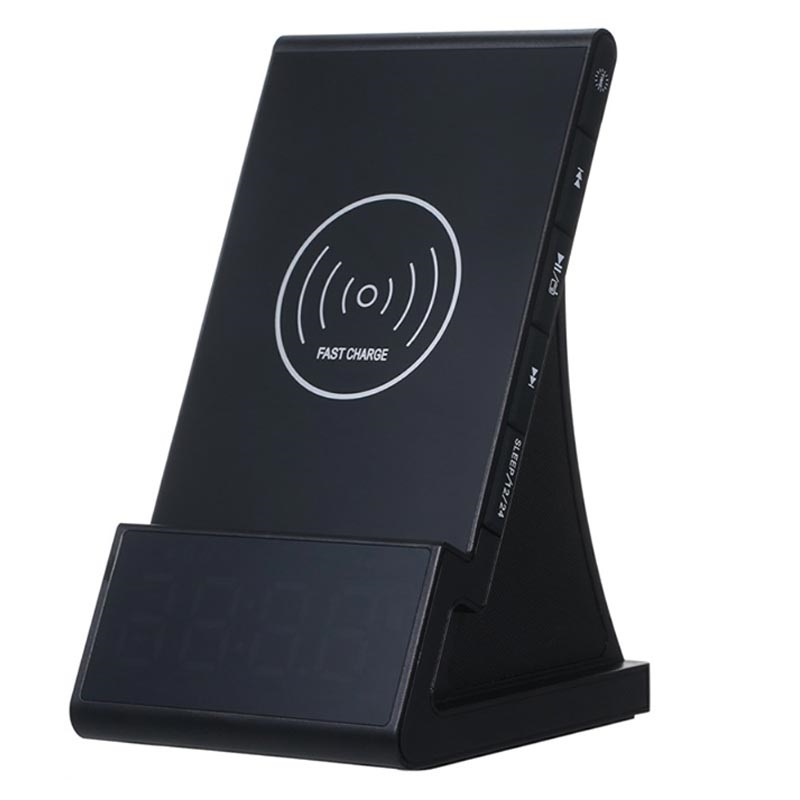 N /A Radiowecker Qi Wireless Charger Digitaler Wecker Kabellose Bluetooth Lautsprecher Schnellladungen Ladepad 3 Stufige Helligkeit Digitaler Wecker Drahtlose