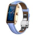 Dora T Elegante Smartwatch für Frauen mit dänischer Sprache - Blau / Roségold 