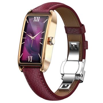 Dora T Elegante Smartwatch für Frauen mit dänischer Sprache - Rot / Roségold