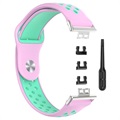 Zweifarbiges Huawei Watch Fit Silikon Sportarmband - Rosa / Zyan