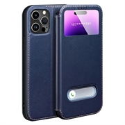 iPhone 16 Pro Max Dual View Flip Lederhülle - Saphir