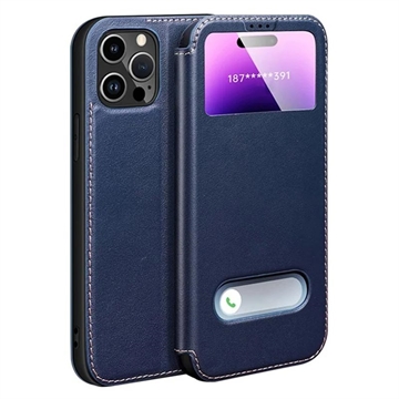 iPhone 16 Pro Max Dual View Flip Lederhülle - Saphir