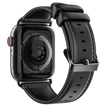 Dux Ducis Apple Watch Series 7/SE/6/5/4/3/2/1 Lederarmband - 45mm/44mm/42mm - Schwarz