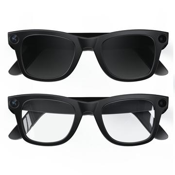 E02 Intelligente AI-Brille mit Kamera, Übersetzung - 137mm - Schwarz und Anti-Blau-Glas