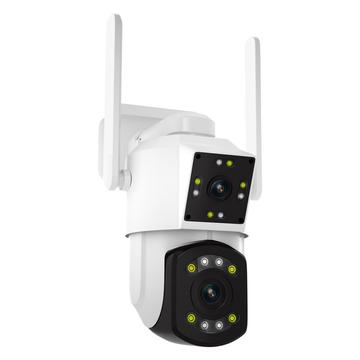 ESCAM PT210 PTZ-Kamera mit zwei Objektiven, Zwei-Wege-Audio und Farb-Nachtsicht - 3MP, WiFi