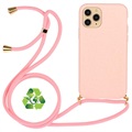 Saii Eco Line iPhone 11 Pro Biologisch Abbaubar Hülle mit Gurt - Rosa