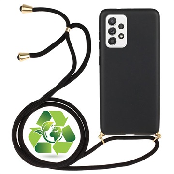 Saii Eco Line Samsung Galaxy A52 5G, Galaxy A52s Biologisch Abbaubar Hülle mit Gurt - Schwarz