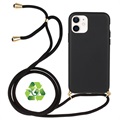 Saii Eco Line iPhone 12 Mini Biologisch Abbaubar Hülle mit Gurt - Schwarz