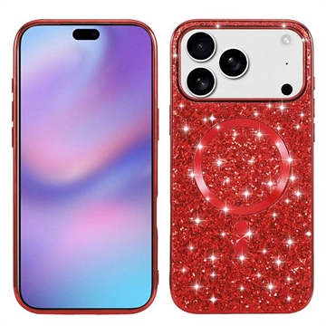 iPhone 17 Pro Galvanisierte Glitzer Hülle - MagSafe-kompatibel - Rot