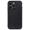 Elegant iPhone 14 Pro Leder Cover - Schwarz