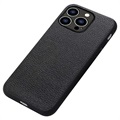 Elegant iPhone 14 Pro Leder Cover - Schwarz