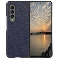 Elegante Samsung Galaxy Z Fold3 5G Ledertasche - Blau
