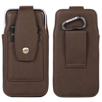 Elegantes Universal-Gürtelclip-Etui 6.7" - Kartenschlitze, Karabiner - Kaffee