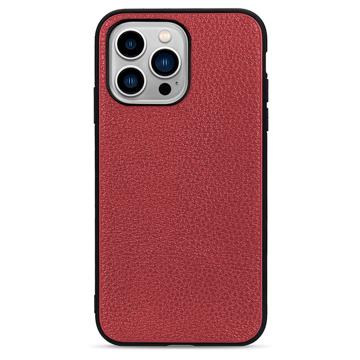 Elegant iPhone 14 Pro Max Leder Cover - Rot