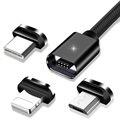 Essager 3-in-1 Magnetisches Kabel - USB-C, Lightning, MicroUSB - 3m - Schwarz