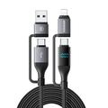 Essager 4-in-1 100W Schnellladekabel mit Leistungsanzeige - 2m - Schwarz