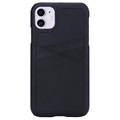 Essentials Triple Card iPhone 11 Leder Hülle - Schwarz