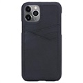 Essentials Triple Card iPhone 11 Pro Leder Hülle - Schwarz