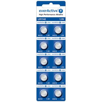 EverActive AG12 LR1142/LR43 Alkaline-Knopfzellenbatterien - 10 Stk.