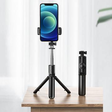 Ausziehbarer Bluetooth Selfie Stick & Stativ mit Fernauslöser - Schwarz