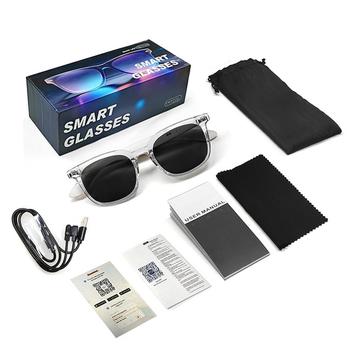 F70 AI-Smartbrille mit Echtzeitübersetzung, Touch-Steuerung und UV-Schutz - transparent / grau