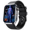 F700 Wasserdichte Smartwatch mit SOS, EKG, Schlaf & Fitness Gesundheitsmonitor - Silikonarmband - Schwarz