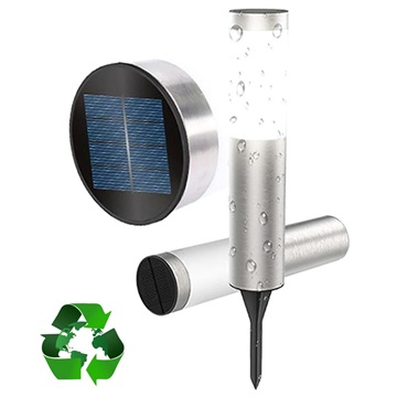FDTwelve Wasserbeständige LED Solar Gartenlampe - 56.5cm - Silber