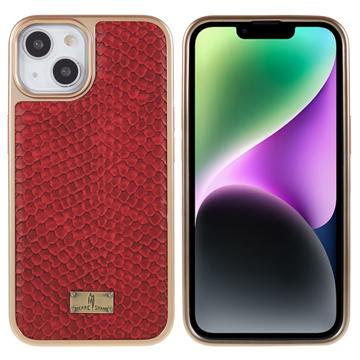 Fierre Shann Galvanisierte iPhone 14 Plus Beschichtete Hülle - Schlangenhaut - Rot
