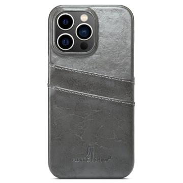 Fierre Shann iPhone 14 Pro Beschichtetes Hülle mit Kartensteckplatz - Grau