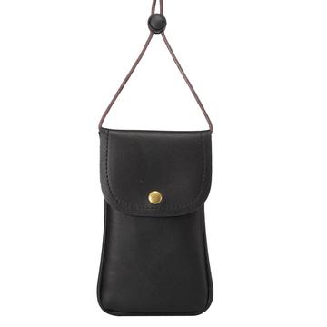 Modische Universaltasche mit Kartenhalter und Gurt - 16.5x9.5cm - Schwarz