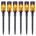 Flammeneffekt-Pfad-Solarleuchten mit Infrarotsensor - 6 Stück.