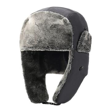Fleecegefütterte, dicke Winter-Trappermütze - Grau