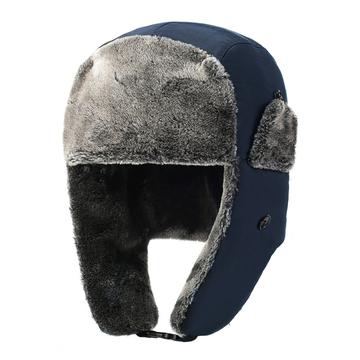 Fleecegefütterte, dicke Winter-Trappermütze - Marineblau
