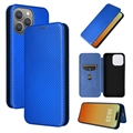 iPhone 15 Pro Flip Case - Karbonfaser - Blau