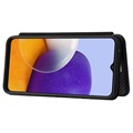 Samsung Galaxy A22 5G, Galaxy F42 5G Flip Hülle - Karbonfaser - Schwarz