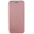 Samsung Galaxy A22 5G, Galaxy F42 5G Flip Hülle - Karbonfaser - Roségold