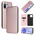 Xiaomi Mi 11 Lite 5G Flip Hülle - Karbonfaser - Roségold